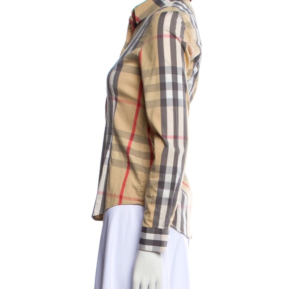 Burberry London plaid print long sleeve top - xs - Picture 2 of 5
